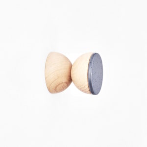 Geometric Beech Wood & Ceramic Wall Hook/Knob/Handle - Blue with Black Specks