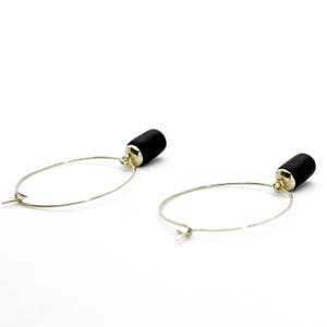 Gold Hoop Earrings Tiny Weight Charm image 3