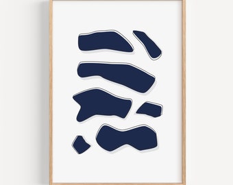 Ocean Blue Waves - Minimal Art Poster