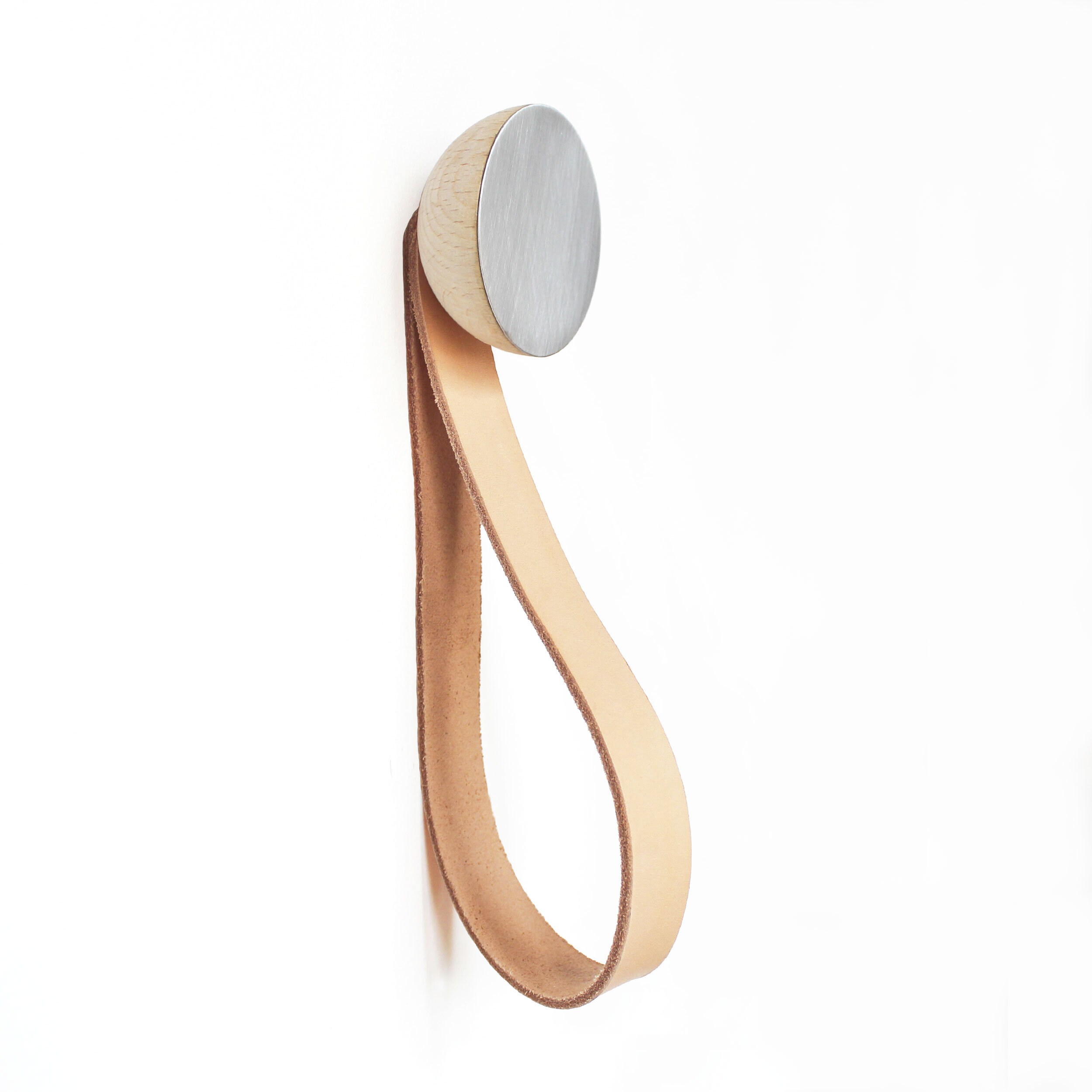 Round Beech Wood Wall Mounted Coat Hook / Hanger with Leather Strap – 5mm  Paper