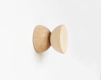 Geometric Beech Wood Wall Hook — Modern Curtain Tie Back & Knob (EU Stock)