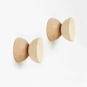 Set of Hooks - Geometric Beech Wood Wall Hook/Knob/Handle - Modern Modern Wooden Hooks Home Decor Accessories