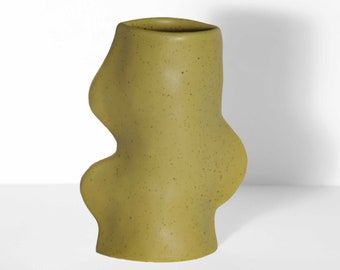 Fluxo Ceramic Vase -  Medium Speckled Pistachio Green