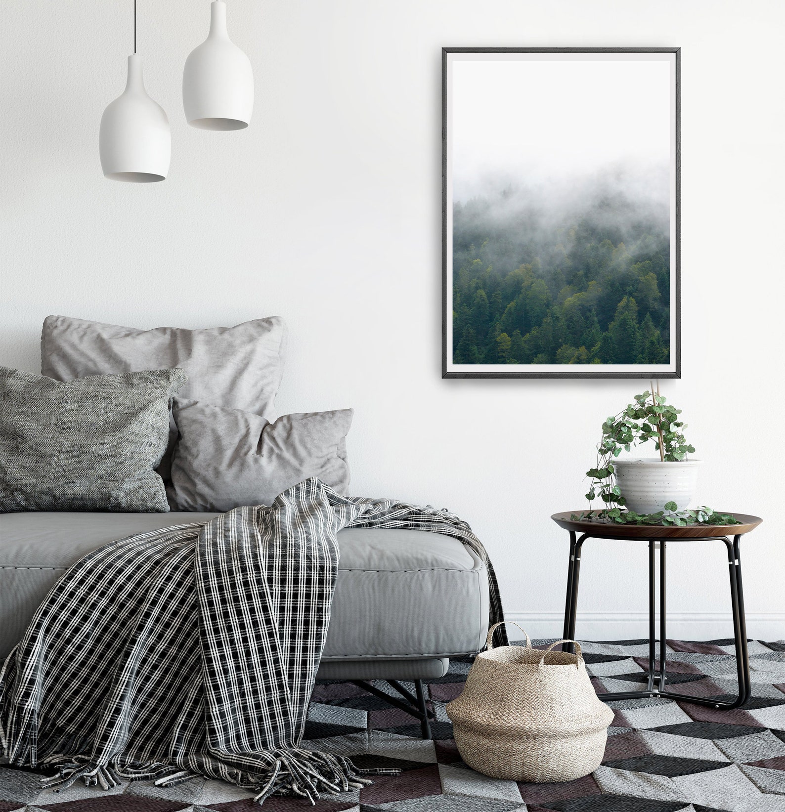 Green Forest Print Forest Home Decor Misty Forest Print Etsy