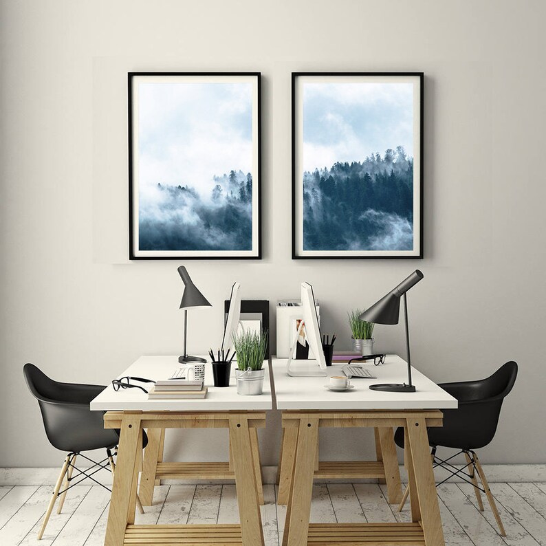 Navy Blue Wall Art. Nature Forest Print Nature set of 2 Etsy