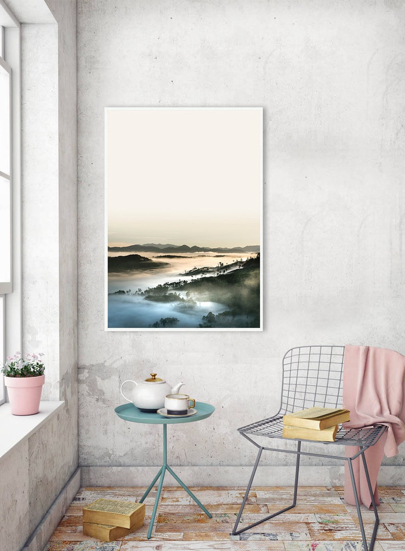 Blue Forest Wall Art Blue Green Abstract Hills Print Etsy