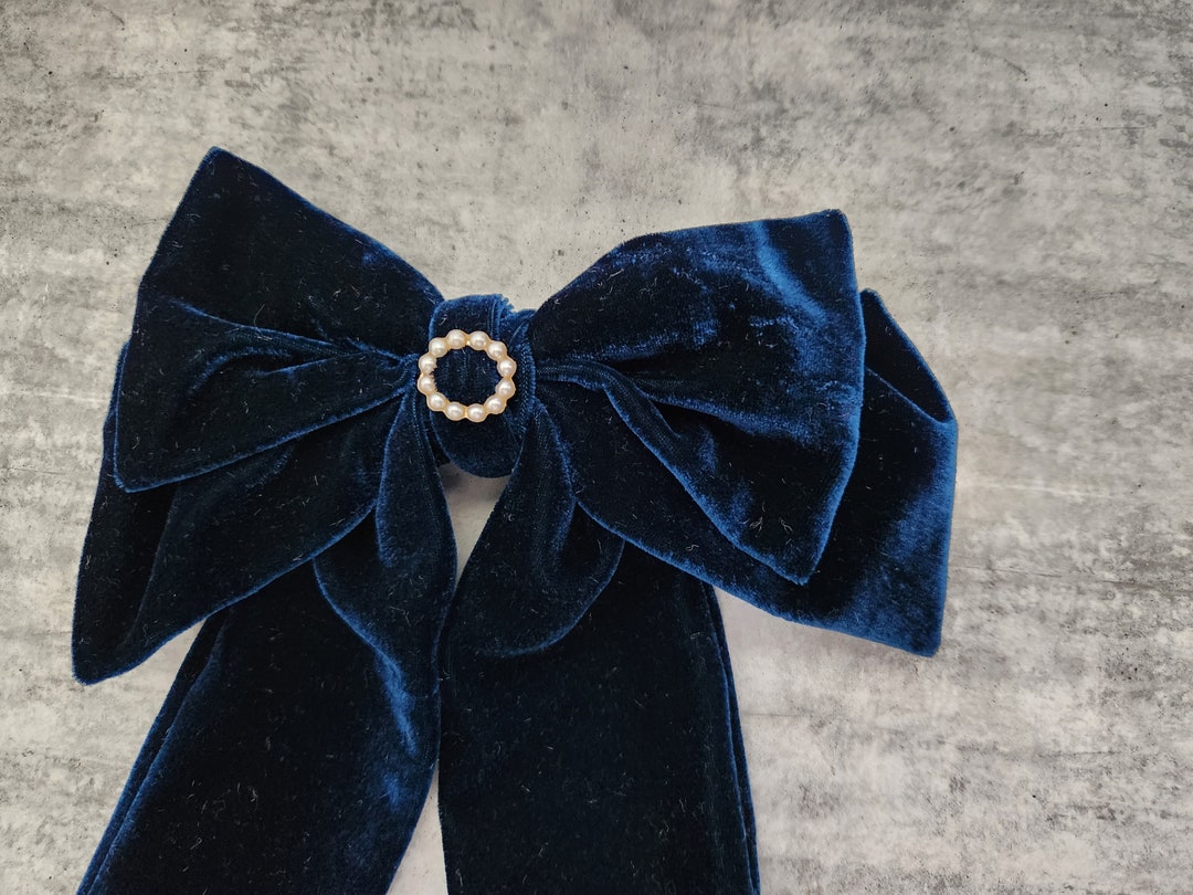 BOW Sailor Bow With Long Tails Forest Green Velvet Hair Etsy