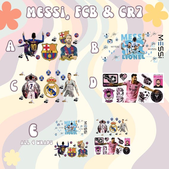 Soccer Players UV DTF Wraps- Messi FCB CR7