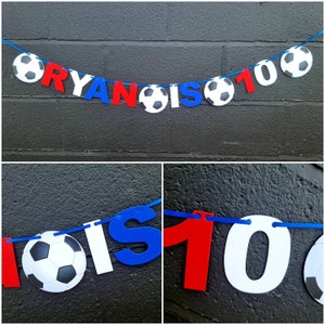 Personalised Glasgow Rangers Football league FC Themed Birthday Banner premier bunting Red White and blues RFC