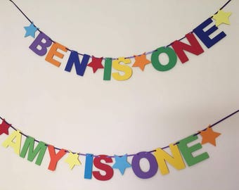 Personalised 1st 2nd 3rd  birthday banner Name and Any Age