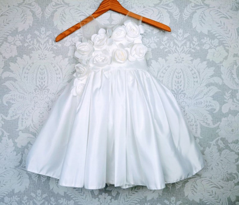 white satin girls dress