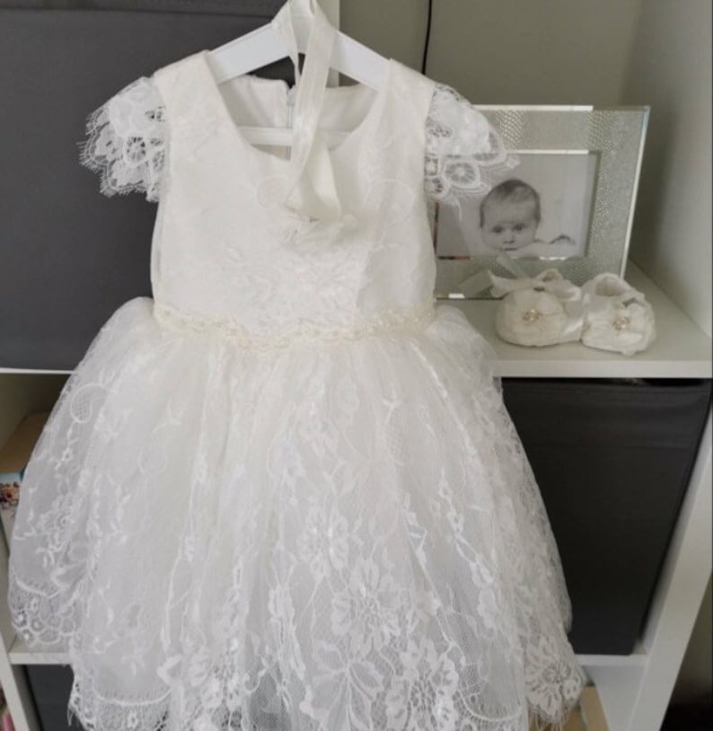 white lace baptism dress