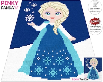 Elsa Graph + Written instructions * C2C * Row by row * Digital pattern * PDF download * Crochet Blanket * Frozen Graphgan