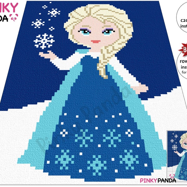 Elsa Graph + Written instructions * C2C * Row by row * Digital pattern * PDF download * Crochet Blanket * Frozen Graphgan