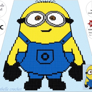 Minion – C2C – Row by row – Instructions – Graph – PDF download – Crochet Blanket – Digital pattern - Corner to corner - Minions graphgan