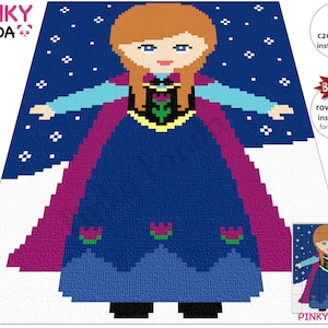 Anna Frozen Graph + Written instructions * C2C * Row by row * Digital pattern * PDF download * Crochet Blanket * Graphgan
