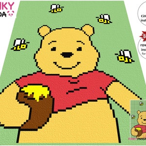 Winnie The Pooh Graph + Written instructions * C2C * Row by row * Digital pattern * PDF download * Crochet Blanket * Graphgan