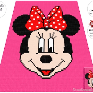 Minnie Mouse – C2C – Row by row – Written instructions – Graph – PDF download – Crochet Blanket – Digital pattern - For little girl