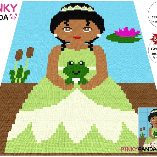 Tiana Graph + Written instructions * C2C * Row by row * Digital pattern * PDF download * Crochet Blanket * Graphgan