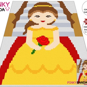 Belle Princess Graph + Written instructions * C2C * Row by row * Digital pattern * PDF download * Crochet Blanket * Graphgan