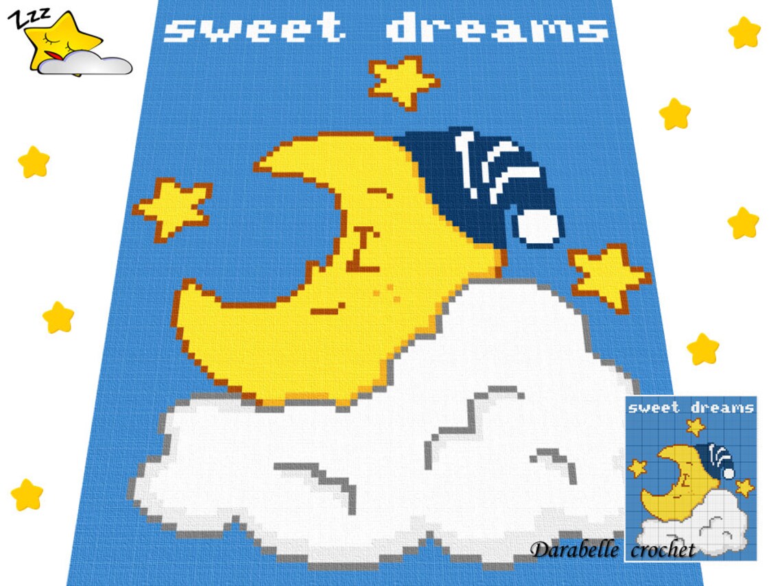 Sleeping moon blanket for baby Crochet pattern PDF Etsy