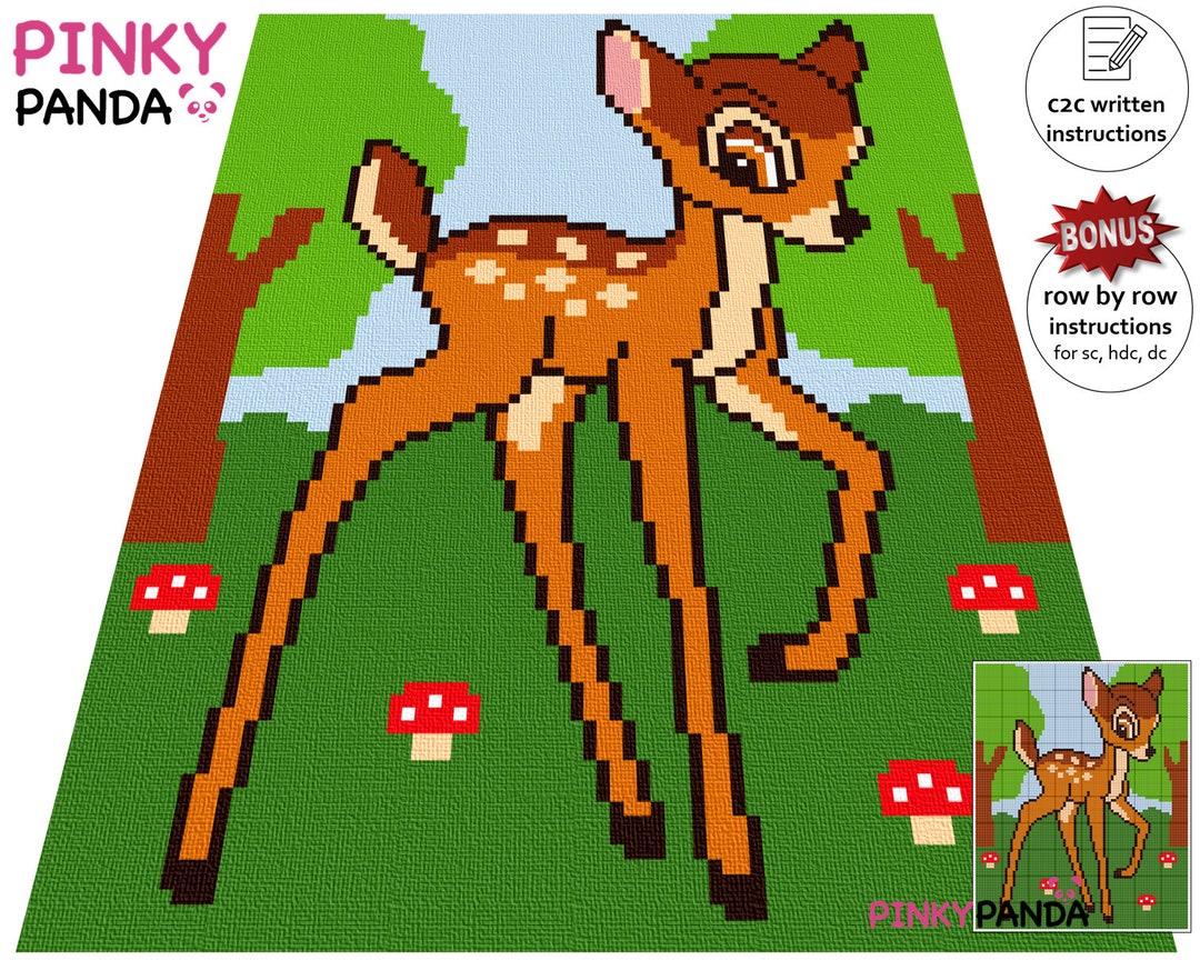 Bambi Crochet Blanket Pattern: C2C, Row by Row (PDF Download) - Etsy