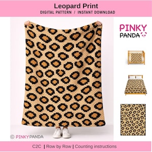 Manta con estampado de leopardo * Patrón de crochet * C2C * Fila por fila * Gráfico + Instrucciones escritas * Digital * Graphgan