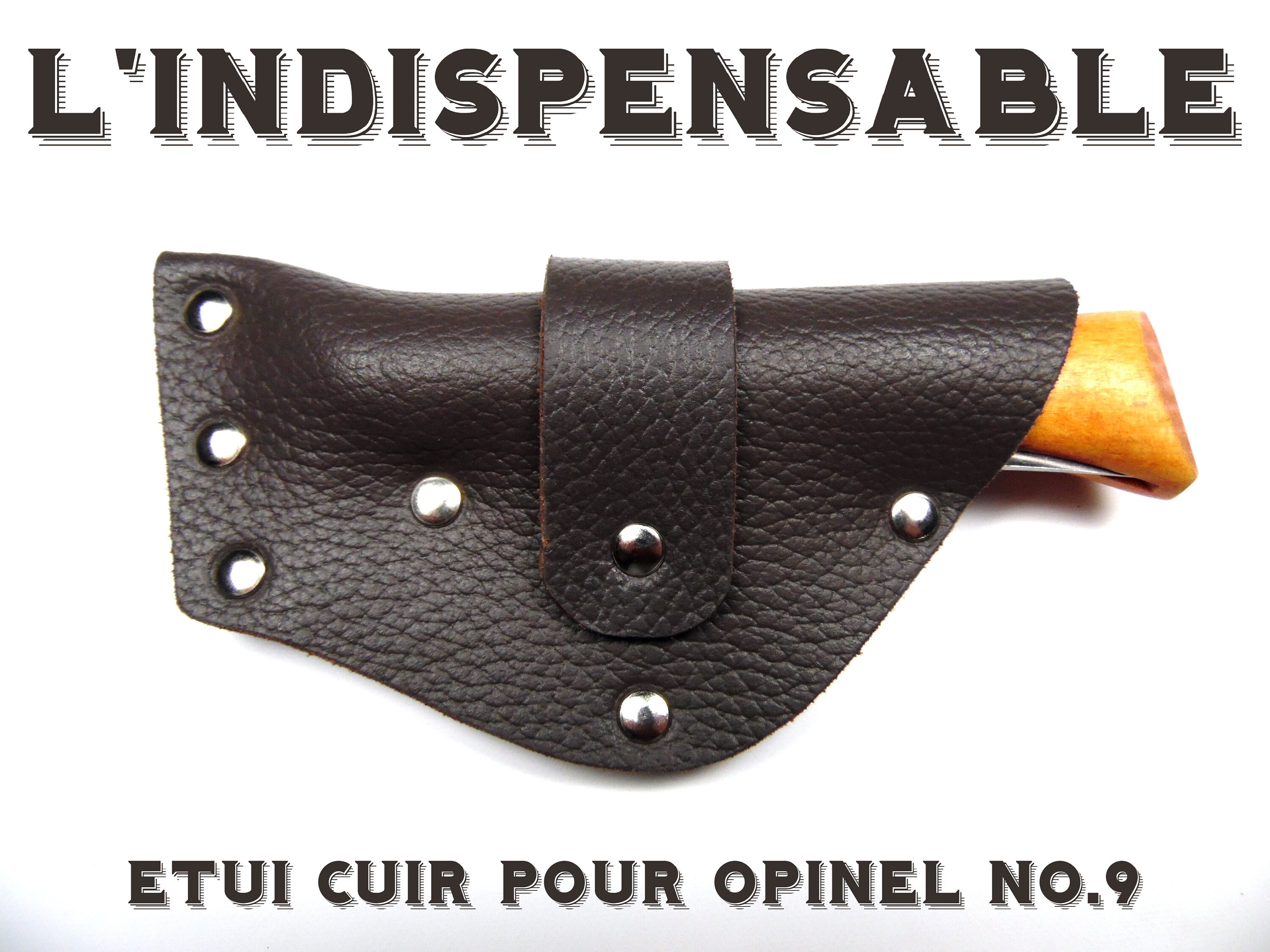 Etui en Cuir Pour Couteau Opinel No. 9 - L'indispensable Port à La Ceinture Position Horizontale Fab