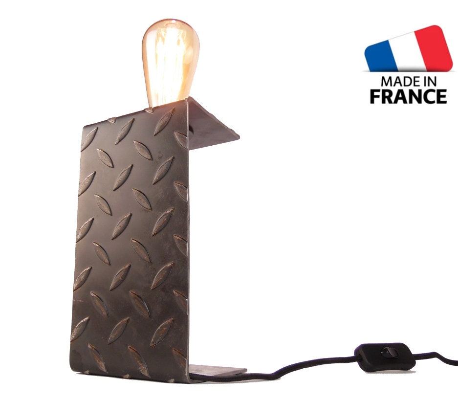 Lampe à Poser en Acier Brut Modèle Cé Style Industriel Vintage Chevet - Luminaire Fabrication Artisa