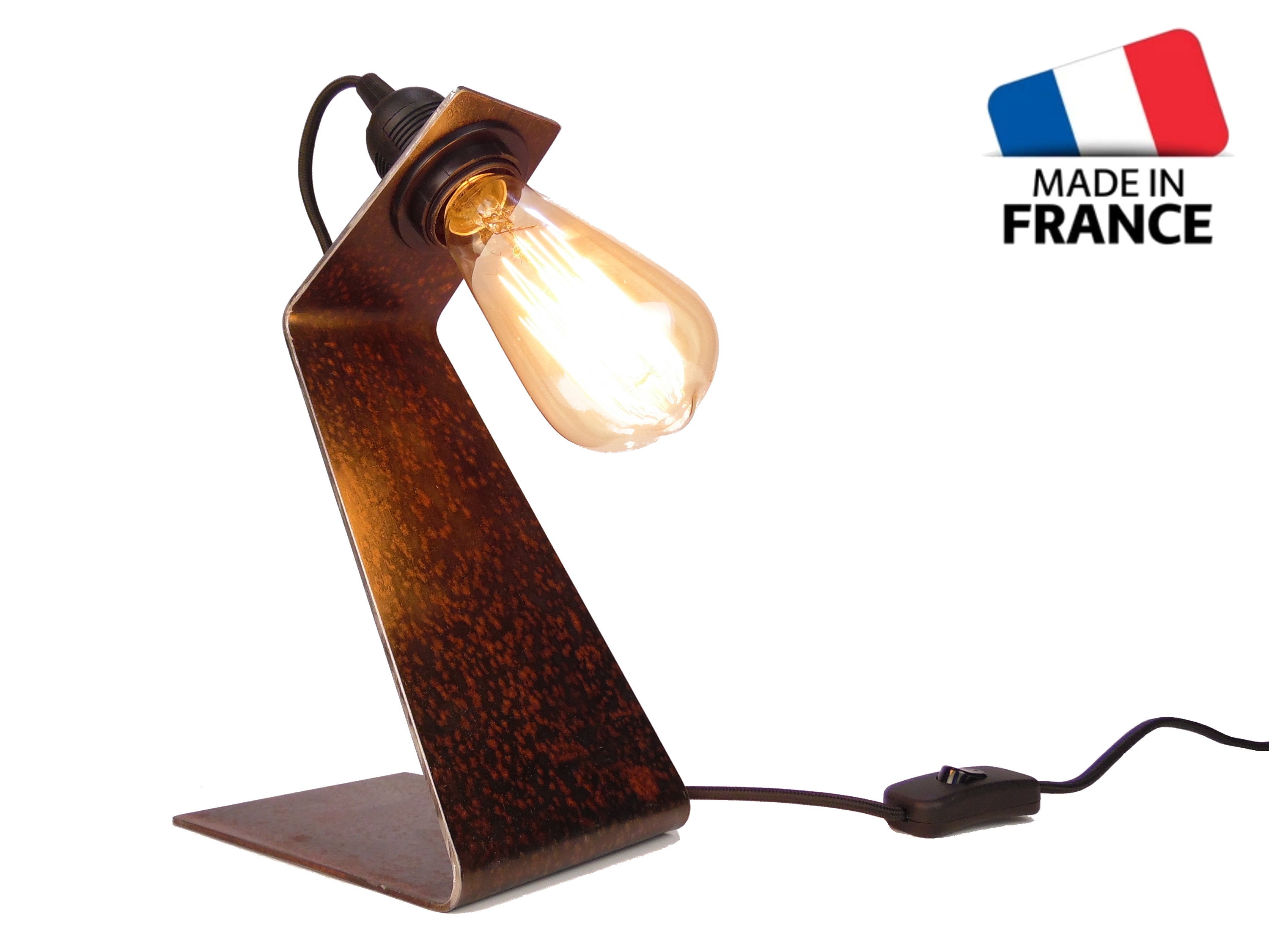 Lampe à Poser en Acier Brut Modèle Gooseneck Style Industriel Vintage Chevet - Luminaire Fabrication