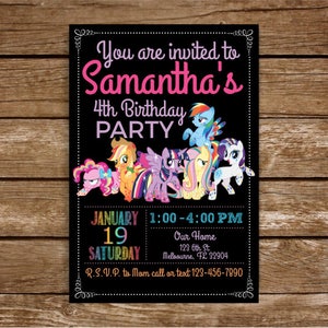 My Little Pony Invitation, My Little Pony Invite, My Little Pony Birthday, My Little Pony Party, My Little Pony Printable, Little Pony Card