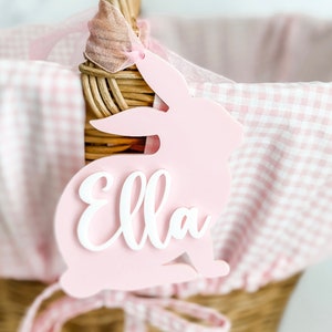 Personalized Easter Basket Name Tag | Custom Easter Basket Tag | Bunny Name Tag | Acrylic Name Tag | For Kids Easter Basket Spring