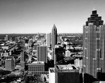 Atlanta Skyline Facing Stone Mountain, Black and White,  High Quality Photo Print  #Atlanta #Skyline #Blackandwhite #Photography