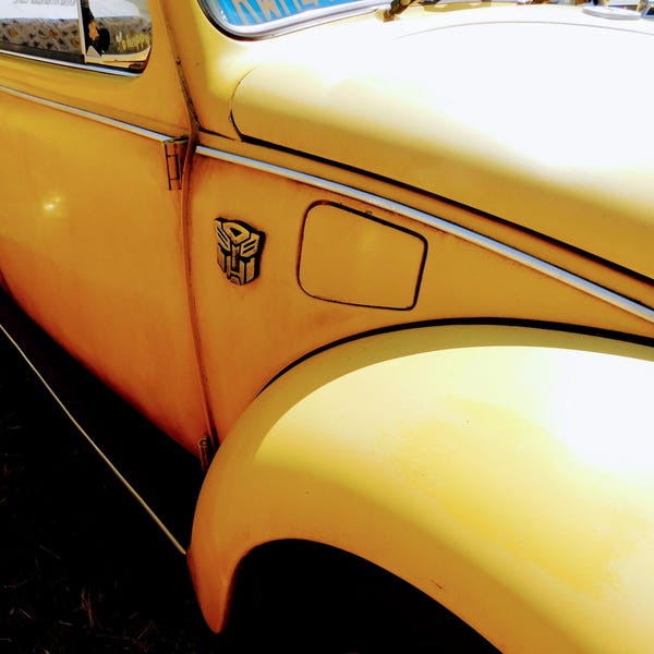 Gul VW Bubbla Autobot-tryck | Fotografi av vintagebil (digital nedladdning)