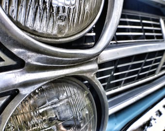 1967 Vintage Ford Fairlane Vehicle Grill Closeup High Quality Photo Print #Classic #Cars #Fairlane #Ford #ManCave #BabyBlue #Digital