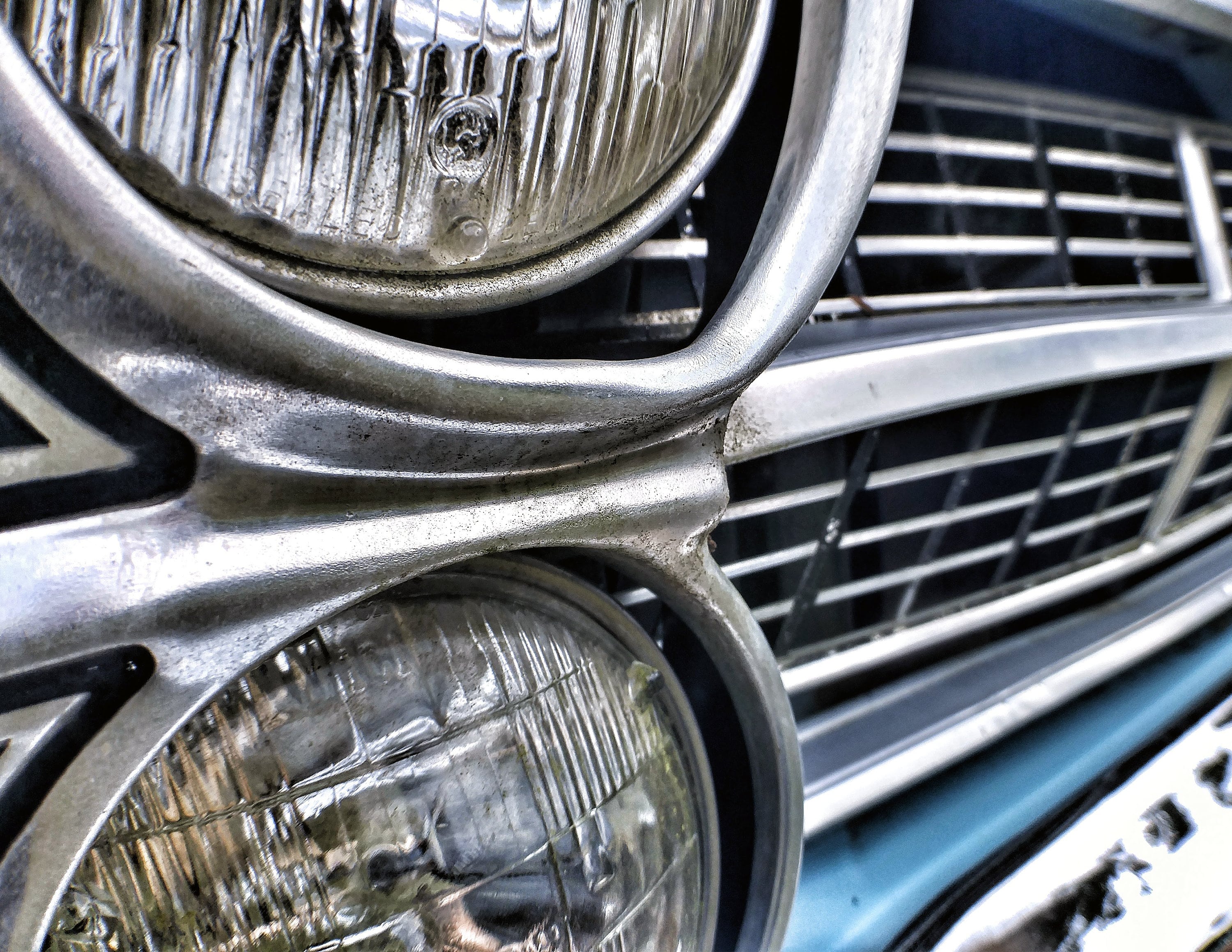 1967 Vintage Ford Fairlane Vehicle Grill Closeup High Quality Photo Print #Classic #Cars #Fairlane #Ford #ManCave #BabyBlue