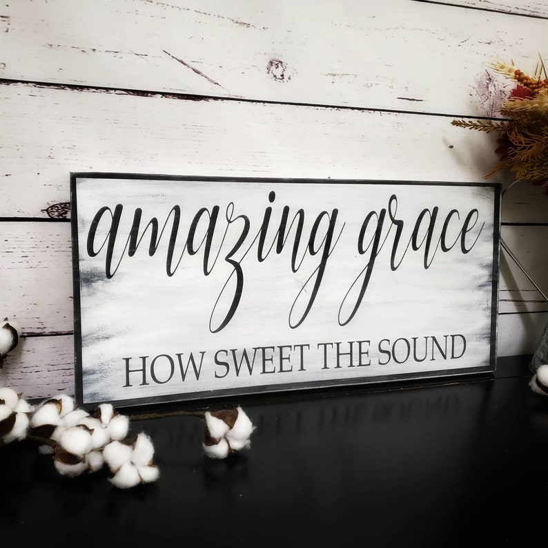 Amazing Grace Sign / Wood Sign / Christian Wall Art / Modern Etsy