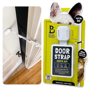 Door Buddy Door Strap for Dog Proofing Cats Litter Box Without a Cat Door, Dog Gate, Covered Litter Box, Pet Gate for Cats, Dog Door Prop