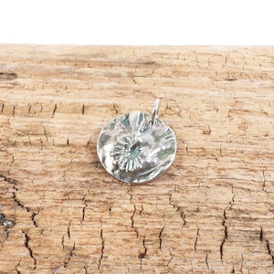 Wild flower pendant, textured fine silver wildflower jewelry, Irina Miech