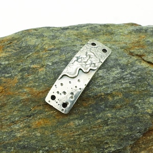 Four hole bracelet component, rectangular, fine silver sea urchin, lychee textures, multihole jewelry supplies, Irina Miech