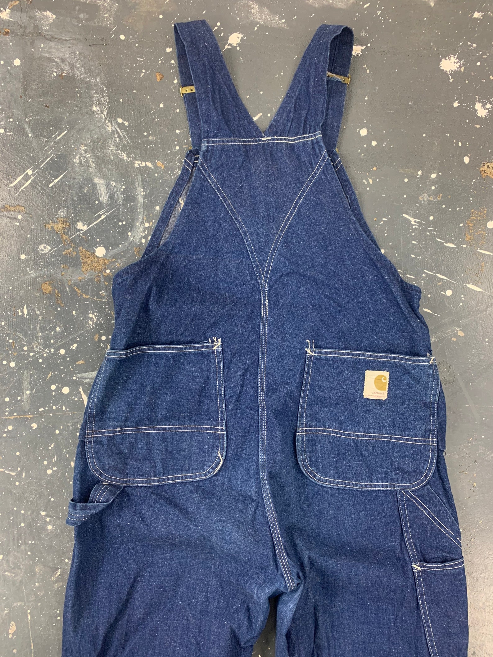 34x29 Carhartt Denim Overalls 70s USA Vintage Etsy