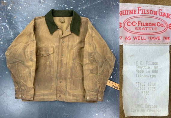 Filson Style 623N Waxed Tin Jacket USA Large