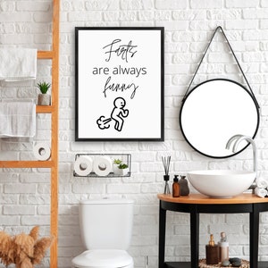 Funny Bathroom Sign | Funny Bathroom Wall Art | Funny Restroom Signs | Funny Bathroom Pictures | Farts Are Always Funny | PRINTABLE