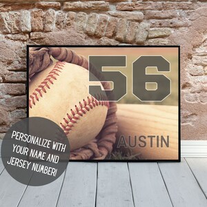 Personalized Baseball Art | Baseball Wall Decor with Name | Senior Night | Sports Art | Baseball Team Gift | Kid's Room Decor | PRINTABLE