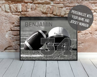 Custom Football Art | Personalized Football Wall Decor with Name | Senior Night | Sports Art | Football Gift | Kid's Room Decor | PRINTABLE