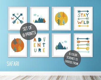 Adventure Awaits Nursery Decor | Wilderness Nursery Decor | Stay Wild | Nature Nursery Wall Art | Kids Room Decor | PRINTABLE