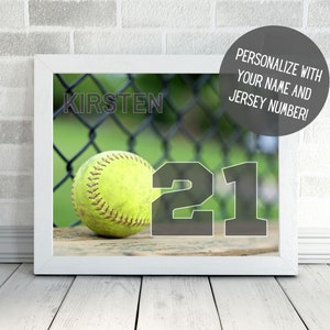 Personalized Softball Art | Sports Wall Decor with Name | Softball Art | Softball Poster | Team Gift | Kids Room | Senior Night | PRINTABLE
