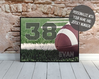 Personalized Football Wall Art | Football Poster | Football Gift | Kid's Room Decor | Sports Wall Decor with Name | Sports Art | PRINTABLE