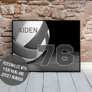 Customized Volleyball Art | Sports Wall Decor with Name | Volleyball Poster | Gift for Volleyball Player | Kids Room Decor | PRINTABLE