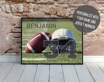 Personalized Football Art | Football Poster | Sports Wall Decor with Name | Sports Art | Football Team Gift | Kid's Room Decor | PRINTABLE